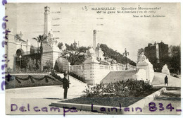 -   MARSEILLE - Escalier Monumental De La Gare St Charles, Vu De Côté, Rare, Animation, écrite, 1917, TTBE, Scans. - Canebière, Stadtzentrum