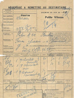 1912 / Récépissé Chemins De Fer / Gare De Pantin / Alimentation Potin Pour Faron épicier Vioménil 88 / Chocolat, Liqueur - Other & Unclassified