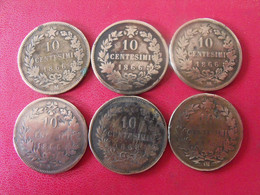 Italie Italia. Lot De 6 Pièces De 10 Centesimi 1866. Vittorio Emanuele II - 1861-1878 : Víctor Emmanuel II