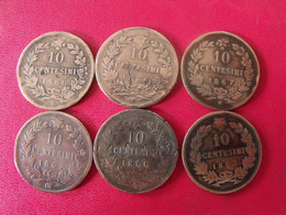 Italie Italia. Lot De 6 Pièces De 10 Centesimi 1866. Vittorio Emanuele II - 1861-1878 : Vittoro Emanuele II