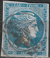 GREECE 1871-72 Large Hermes Head Inferior Paper Issue 20 L Sky Blue Vl. 48 / H 35 A - Gebraucht