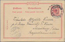 Deutsche Kolonien - Kiautschou - Ganzsachen: 1899-1914, Partie Mit 8 Gebrauchten Karten, Dabei Vorlä - Kiaochow