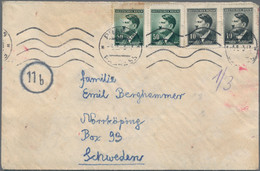 KZ-Post: 1943/1944, THERESIENSTADT, Partie Von Sechs Briefen Und Karten, Einmal Petrikau/Generalgouv - Covers & Documents