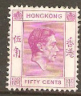 Hong Kong  1938  SG 53c  50c  Mounted Mint - Neufs