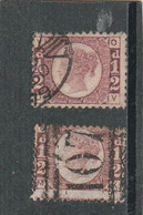 GB 1874/77: Two Used Items Of 1/2 D QV, (pl 11 Rose-red And Pl. 13 Rose), S. Scan A. Descript. S.G.-sp. G4 - Neufs