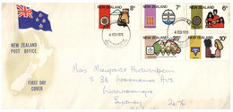 (HH 22) New Zealand To Australia - Set Of Stamps On FDC Cover Posted To Sydney 4th Feb 1976 - Covers & Documents