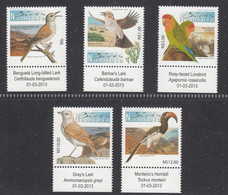 Namibia 2013, Birds, Bird, Set Of 5v With Margin Of Printing Date, MNH** - Perroquets & Tropicaux