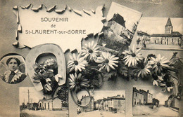 87. -  CPA - SAINT LAURENT SUR GORRE . - Souvenir - église, Gare, Place, Rue - Minis Photos - Scan Du Verso  - - Saint Laurent Sur Gorre