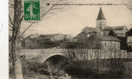 87. -  CPA - SAINT LAURENT SUR GORRE . - Pont Sur La Gorre, Et Vue Générale - Scan Du Verso  - - Saint Laurent Sur Gorre