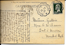 CACHET CONVOYEUR -  EVIAN A BELLEGARDE - 1923 -Avec  Timbre Seul  Y&T N° 170 - 10c Vert Pasteur - (CPA Vallée De La Dran - Bahnpost