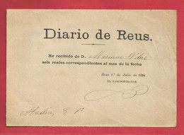 DIARIO DE REUS RECIBI 1 JULIO 1894 - Spanje