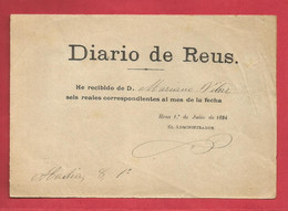 DIARIO DE REUS RECIBI 1 JULIO 1894 - Espagne