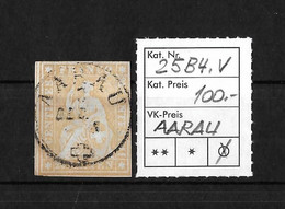 1854-1862 Helvetia (ungezähnt) → Zentrischer Rundstempel AARAU         ►SBK-25B4.V◄ - Gebraucht