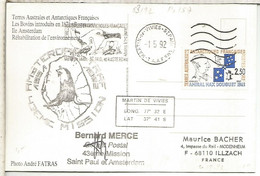 FRANCIA ANTARTIDA TAAF CC MAT MARTIN DE VIVIES 1992 AVE PAJARO BIRD ALBATROS - Faune Antarctique
