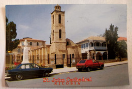 135/CPM - Chypre - Nicosie - Cathédrale St- John - Ford Fiesta 1990 - Fiat Ritmo - Timbre Chypre - Chipre