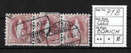 1888 STEHENDE HELVETIA  →  (11 Zähne Senkrecht) Weisses Papier Kontrollz. Form A   ►SBK-71B / Waagrechter 3er Streifen◄ - Unused Stamps