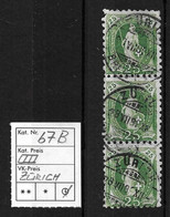 1888 STEHENDE HELVETIA  →  (11 Zähne Senkrecht) Weisses Papier Kontrollz. Form A   ►SBK-67B / Senkrechter 3er Streifen◄ - Ungebraucht