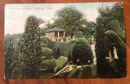 USA - WELLWESLEY HUNNEVELL GARDENS - VINTAGE POST CARD  FROM BOSTON OCT 3 1908 - Fall River