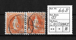 1888 STEHENDE HELVETIA  →  (11 Zähne Senkrecht) Weisses Papier Form A   ►SBK-66B / Waagrechter 2er Streifen COSSONAY◄ - Unused Stamps