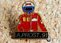 Pin's AUTOMOBILE SPORT F1 - A PROST Cigarettes MARLBORO FERRARI - Peint Cloisonné - Fabricant SP - F1