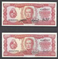 URUGUAY .  LOT DE 2 BILLETS . - Uruguay