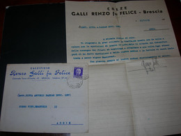 Busta Affrancata Ditta "Renzo Galli Fu Felice"  Brescia Con Lettera Di Accompagnamento . Viaggiata 1939 - Italie