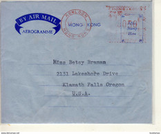 LETTER PIECE, AEROGRAMME, BY AIRMAIL SENT FROM INDIA TAILORS KOWLOON TO USA, Red Meter, EMA, Ref. 152 - Storia Postale