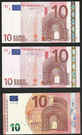 Lot 3 Pieces Greece  "Y"  10  EURO GEM UNC! Duinseberg & Draghi 2002 And 2014 Sign.! Printers N001G1 &  N037I3 &Y001A5 - 10 Euro