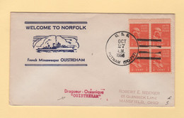 Dragueur Oceanique Ouistreham - 27 Oct 1956 - Norfolk - Etats Unis - Cartas