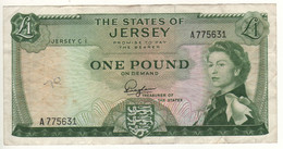 JERSEY   1 Pound   P8a     Queen Elizabeth II - Mont Orgueil Castle  On Back  ND (1963) - Jersey