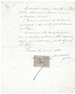 1882 LOUROUX MAINSAT (CREUSE) - RECU DU PRETRE ANTOINE ANATOLE DE BAR POUR M. LE GENERAL VICOMTE DE BAR - PIECE SIGNEE - Other & Unclassified