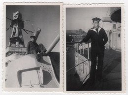 Photo Originale Lot De 2 Marine Marin Jean Espitalier De Brest TOURVILLE 1949 1950 - Bateaux