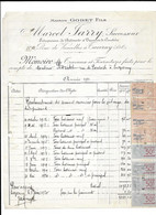 1920 TAVERNY - MAISON GOBET M. JARRY SUCC POUR M. PARISET RUE DE PONTOISE - TRAVAUX CIMETIERE FACTURE FISCAUX - Documents Historiques