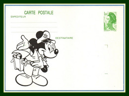 Entier Cp Repiqué Recto-verso Neuf  MICKEY Facteur France - Disney