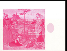 MALDIVE ISLANDS 1983. Painting "The Knight's Dream" Raffaello Sanzio Da Urbin Raphael Sheetlet PROOFS:MAGENTA - Maldives (1965-...)