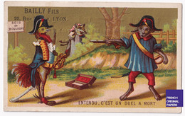 Rare Chromo Bailly Allègre Rue Terme Lyon Coq Renard Humanisé Anthropomorphisme Napoléon Duel Pistolet Clarey A37-78 - Sonstige & Ohne Zuordnung