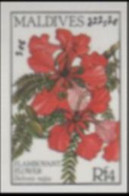 MALDIVE ISLANDS 1987 Flowers Flamboyant Flower R4 IMPERF. - Maldives (1965-...)