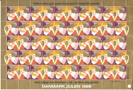 Denmark; Christmas Seals. Full Sheet 1988   MNH** - Feuilles Complètes Et Multiples
