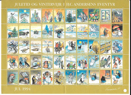 Denmark; Christmas Seals. Full Sheet 1994   MNH** - Feuilles Complètes Et Multiples