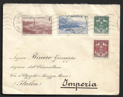 Monaco 1943 N°250/256/257/ 254 Sur Lettre Pour L'Italie. - Marcophilie
