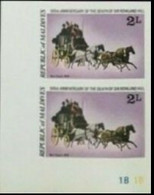 MALDIVE ISLANDS 1979 Rowland Hill Stagecoach 2L CORNER IMPERF.PAIR - Maldives (1965-...)