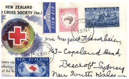 (HH 29) New Zealand Cover Posted To Australia - 1959 (on Red Cross Centenary Cover) - Brieven En Documenten