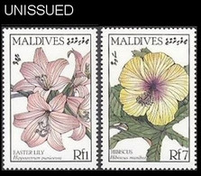 MALDIVE ISLANDS 1987 Small Flowers PERF.SET:2 Stamps Unissued-but Officially Planned - Maldives (1965-...)