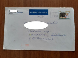 Cover Sent From Canada Toronto To Lithuania Vilnius Kelme 1993 Pear - Brieven En Documenten