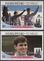 TUVALU-Nukufetau 1986 Westminster Abbey Wedding Ginger Poolboy Se-te.$1 OVPT.2 Stamps - Abbeys & Monasteries