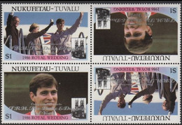 TUVALU-Nukufetau 1986 Westminster Abbey Wedding Ginger Poolboy Se-te.$1 OVPT.4-BLOCK - Tuvalu