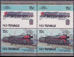 TUVALU-Nui 1984 SPECIMEN Locomotives Railways Trains 15c Princess Margare Rose Ser.I Se-tenant PAIRS:4 (8 Stamps) GB - Tuvalu