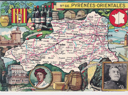 Cpsm 10x15 . GEO . Edit. BLONDEL LA ROUGERY . Illust. PINCHON .  PYRENEES ORIENTALES (66) - Landkarten