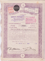 1914 OBLIGATION - THE PETROLEUM REVENUES COMPANY 1914 - TITRE DE 5 ACTIONS - Petróleo