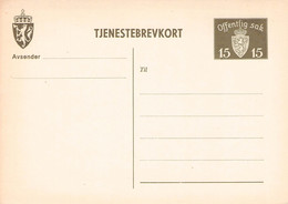 NORWAY - TJENESTEBREVKORT 15 ÖRE Unc  //G177 - Postal Stationery